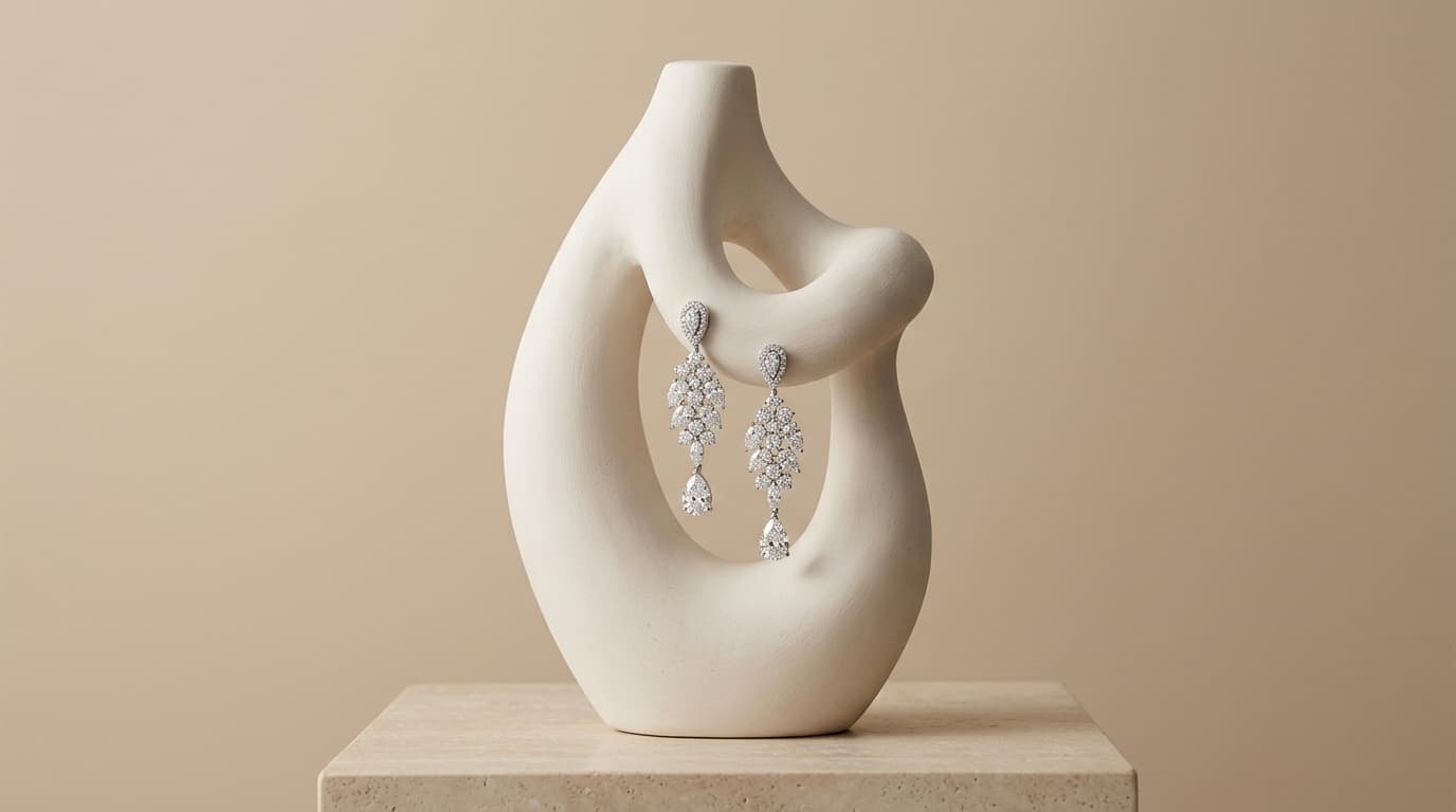 AI product photography scene — jewelry diamond earrings | rawbit