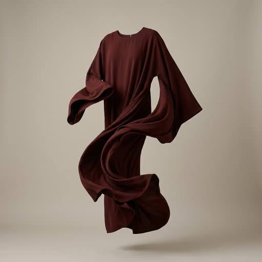 AI product photography scene — abaya burgundy floating neutral backdrop | rawbit AI product photography scene — abaya burgundy floating neutral backdrop | rawbit